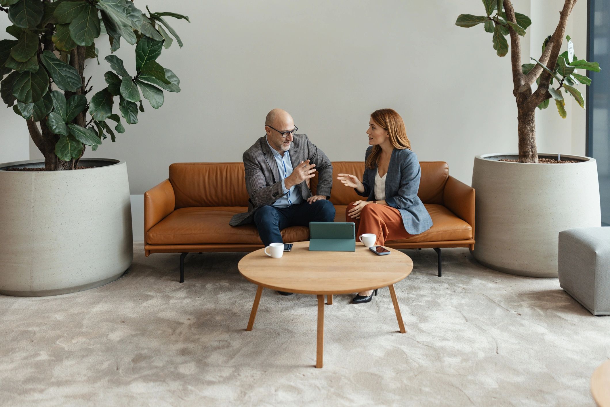 Coach and client in a modern consultation meeting